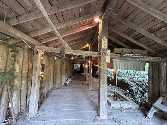 1317 S Ebert Dr, Rockville, IN 47872 - miscellaneous room with wooden ceiling and hardwood / wood-style floors