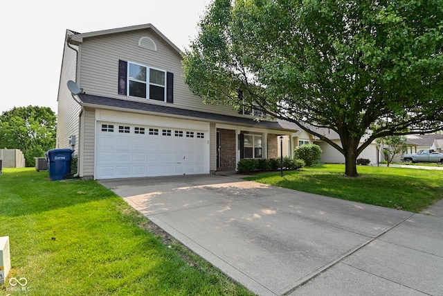 15524 Follow Dr, Noblesville, IN 46060 - traditional-style house with a garage, a front lawn, driveway, and central AC unit