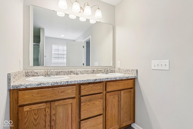1739 Wedgewood Pl, Avon, IN 46123 - bathroom featuring double vanity and a shower with door