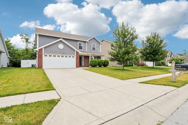 1739 Wedgewood Pl, Avon, IN 46123 - traditional-style home with concrete driveway, a front yard, brick siding, and an attached garage