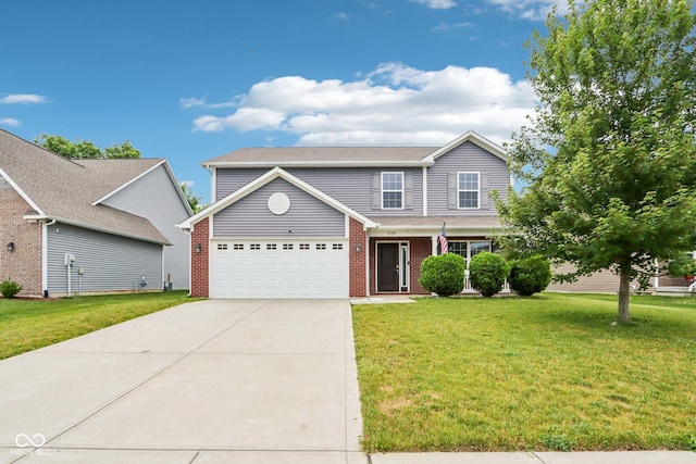 1739 Wedgewood Pl, Avon, IN 46123 - traditional home featuring driveway, a front lawn, an attached garage, and brick siding