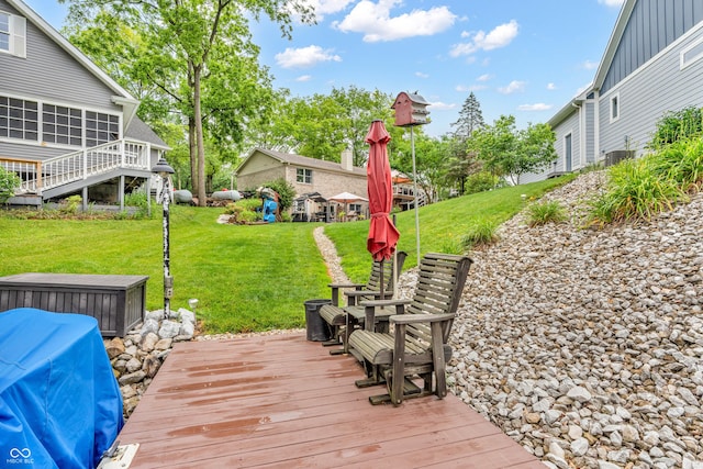 101 Jefferson Vly, Coatesville, IN 46121 - wooden terrace featuring a yard