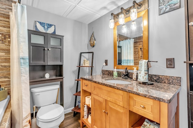 101 Jefferson Vly, Coatesville, IN 46121 - bathroom featuring vanity, wood finished floors, and a shower with curtain