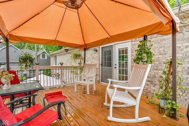 101 Jefferson Vly, Coatesville, IN 46121 - wooden terrace with outdoor dining space