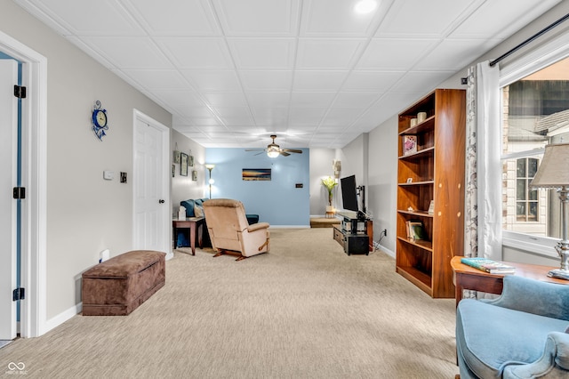 101 Jefferson Vly, Coatesville, IN 46121 - carpeted living room with ceiling fan and baseboards