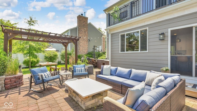 13304 Landwood Dr, Fishers, IN 46037 - view of patio / terrace with an outdoor hangout area, a pergola, and a balcony