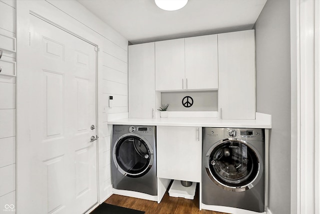 826 N Lanyard Dr, Cicero, IN 46034 - washroom featuring independent washer and dryer, dark wood-style floors, and cabinet space