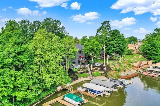 826 N Lanyard Dr, Cicero, IN 46034 - aerial view of property and surrounding area featuring a nearby body of water and a tree filled landscape