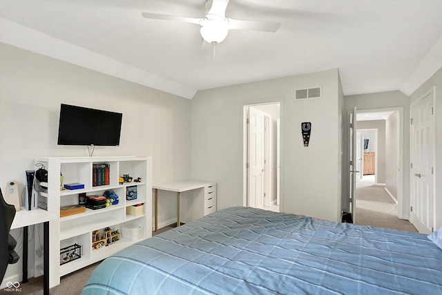 826 N Lanyard Dr, Cicero, IN 46034 - carpeted bedroom featuring vaulted ceiling, ceiling fan, and baseboards