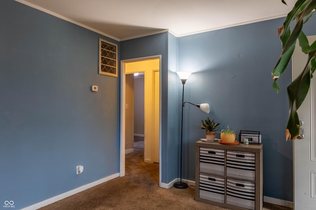 2620 13th St, Columbus, IN 47201 - corridor featuring carpet floors, baseboards, and ornamental molding