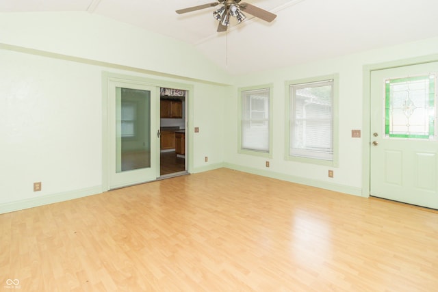 391 W 500 S, Anderson, IN 46013 - empty room with lofted ceiling, light wood-style flooring, and ceiling fan