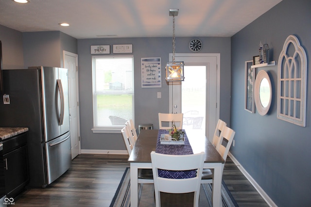 12901 N Collett Way, Camby, IN 46113 - dining room with dark wood-style floors, baseboards, and recessed lighting