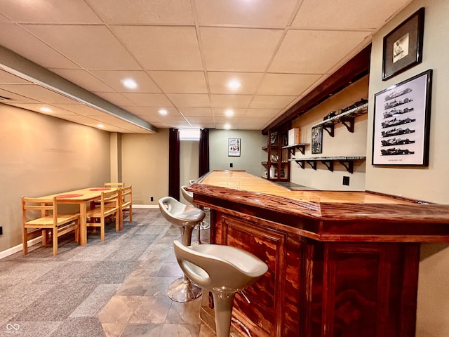 419 N 14th Ave, Beech Grove, IN 46107 - indoor dry bar with a drop ceiling, recessed lighting, and carpet flooring