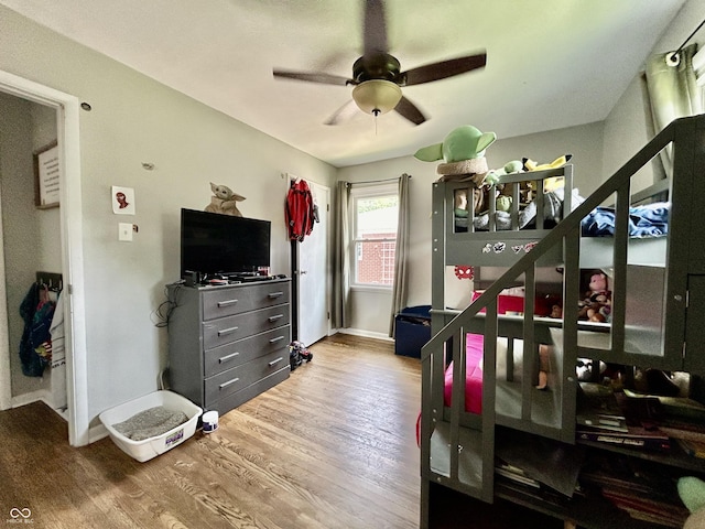 419 N 14th Ave, Beech Grove, IN 46107 - bedroom with wood finished floors and a ceiling fan