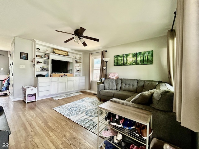 419 N 14th Ave, Beech Grove, IN 46107 - living area featuring a ceiling fan and wood finished floors