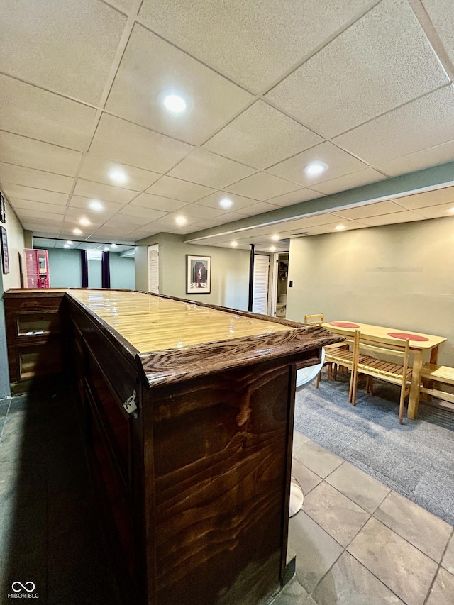 419 N 14th Ave, Beech Grove, IN 46107 - playroom with carpet floors, bar, recessed lighting, and a drop ceiling