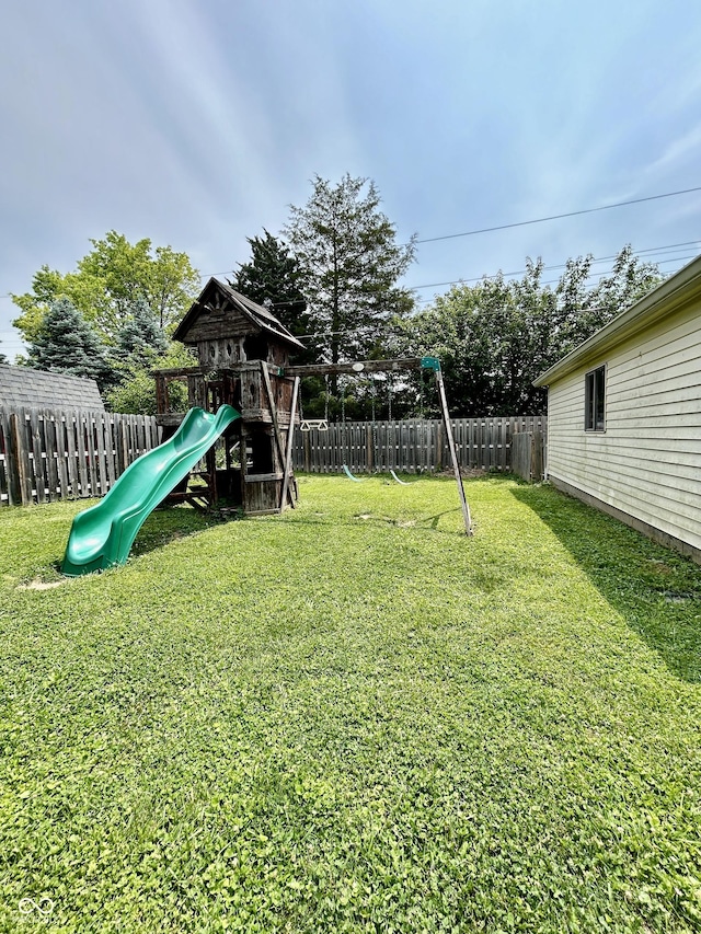 419 N 14th Ave, Beech Grove, IN 46107 - fenced backyard with a playground