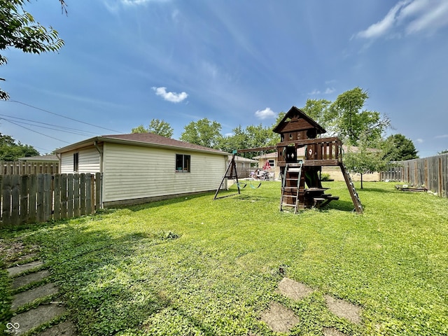419 N 14th Ave, Beech Grove, IN 46107 - fenced backyard with a playground