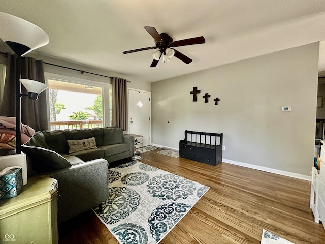 419 N 14th Ave, Beech Grove, IN 46107 - living room featuring ceiling fan and wood finished floors
