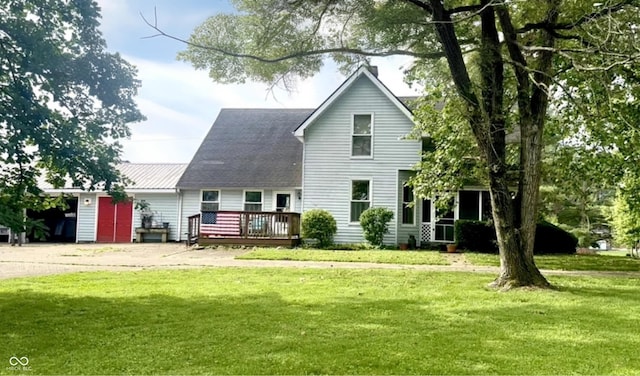 317 W State Road 44, Franklin, IN 46131 - back of property featuring a wooden deck and a lawn