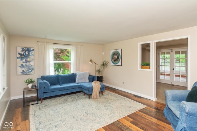 7223 Marla Dr, Indianapolis, IN 46256 - living area featuring french doors and dark wood-type flooring