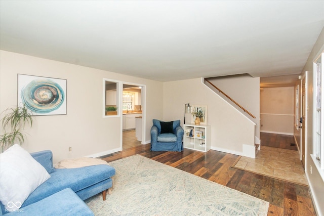 7223 Marla Dr, Indianapolis, IN 46256 - living room with wood finished floors and stairs
