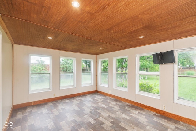 7223 Marla Dr, Indianapolis, IN 46256 - unfurnished sunroom with wooden ceiling, wood finished floors, and recessed lighting