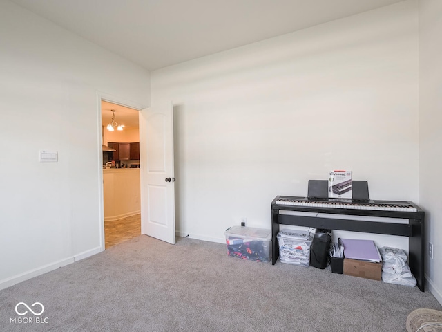 9001 Fitzgerald Dr, Indianapolis, IN 46239 - misc room with carpet and a chandelier