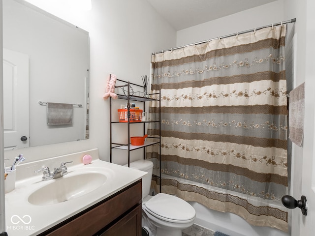 9001 Fitzgerald Dr, Indianapolis, IN 46239 - bathroom with vanity and shower / bath combination with curtain