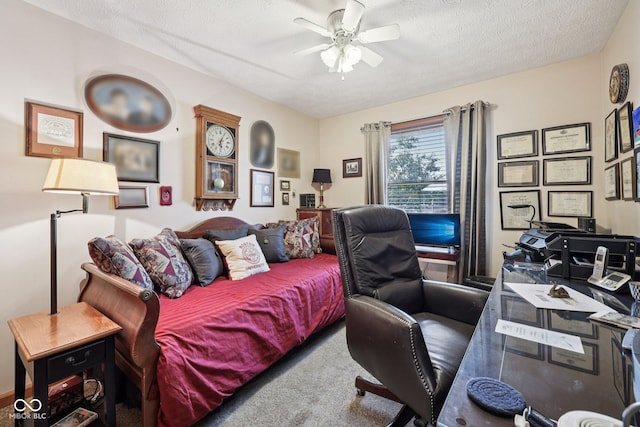 1027 Plum St Unit 39, Brownsburg, IN 46112 - home office featuring ceiling fan, carpet, and a textured ceiling