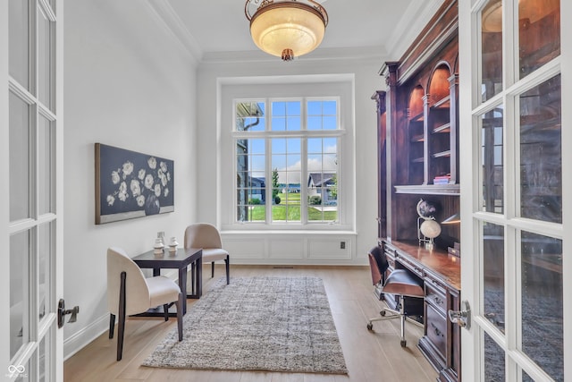 10471 Winghaven Dr, Noblesville, IN 46060 - office with french doors, crown molding, and wood finished floors