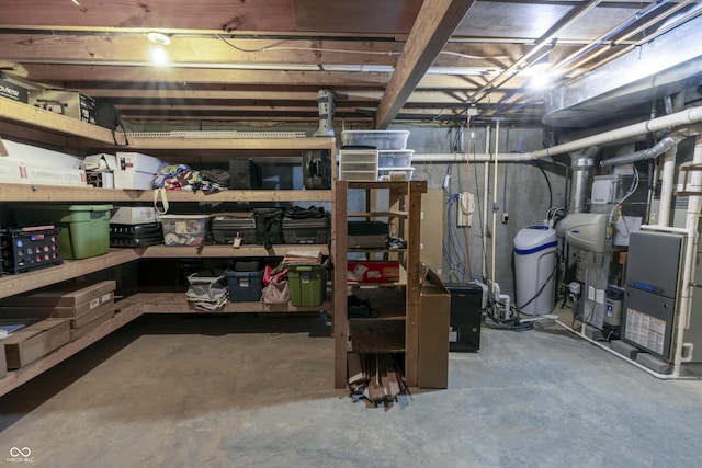 421 Kingsway Ct, Mooresville, IN 46158 - unfinished basement featuring a water softener system and heating unit
