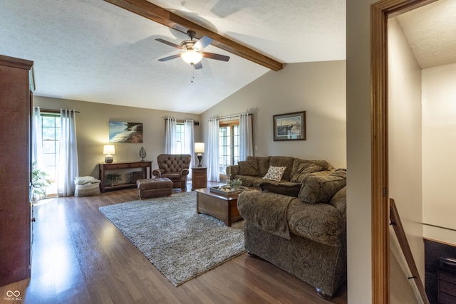 421 Kingsway Ct, Mooresville, IN 46158 - living room with dark wood-style floors, ceiling fan, and a textured ceiling