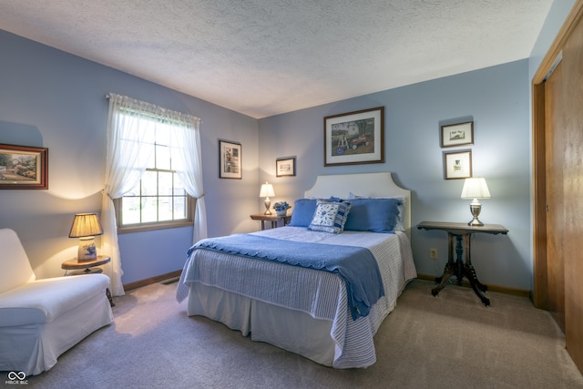 421 Kingsway Ct, Mooresville, IN 46158 - bedroom with carpet floors, baseboards, a textured ceiling, and a closet