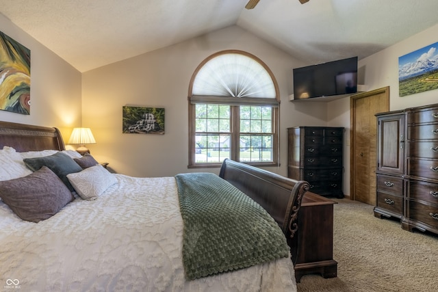 421 Kingsway Ct, Mooresville, IN 46158 - carpeted bedroom with vaulted ceiling and ceiling fan