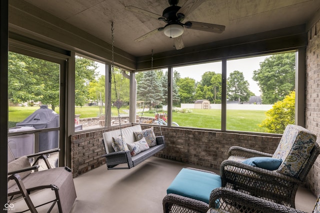 421 Kingsway Ct, Mooresville, IN 46158 - sunroom featuring ceiling fan