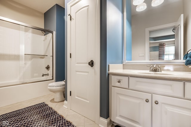 13346 W Sherbern Dr, Carmel, IN 46032 - full bathroom with tile patterned flooring, vanity, and combined bath / shower with glass door