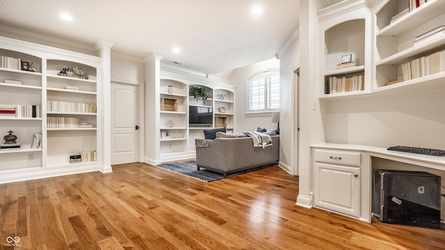 13346 W Sherbern Dr, Carmel, IN 46032 - home office featuring light wood-style floors and crown molding