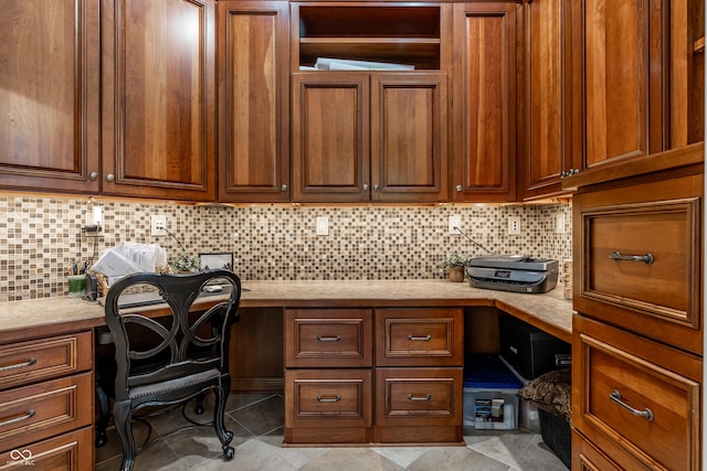 13346 W Sherbern Dr, Carmel, IN 46032 - home office featuring built in desk and tile patterned floors
