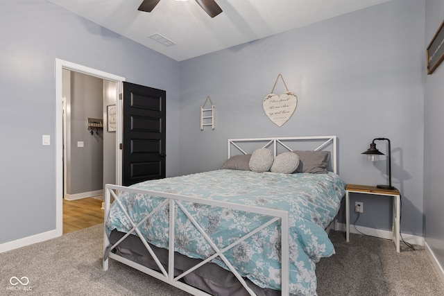 3599 Chalmers Dr, Bargersville, IN 46106 - carpeted bedroom with baseboards and ceiling fan