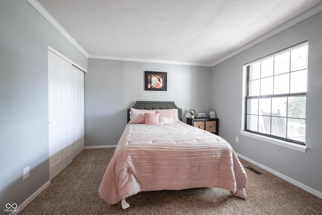 7686 Micawber Ct, Indianapolis, IN 46256 - carpeted bedroom with crown molding and baseboards