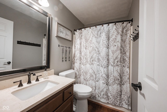 7686 Micawber Ct, Indianapolis, IN 46256 - bathroom featuring vanity, wood finished floors, and curtained shower