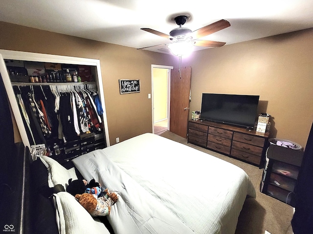 22 Brooklyn Ct, Mooresville, IN 46158 - bedroom featuring a closet, carpet floors, and ceiling fan