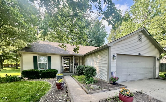 108 Meadowview Dr, Mooresville, IN 46158 - ranch-style house with driveway and an attached garage