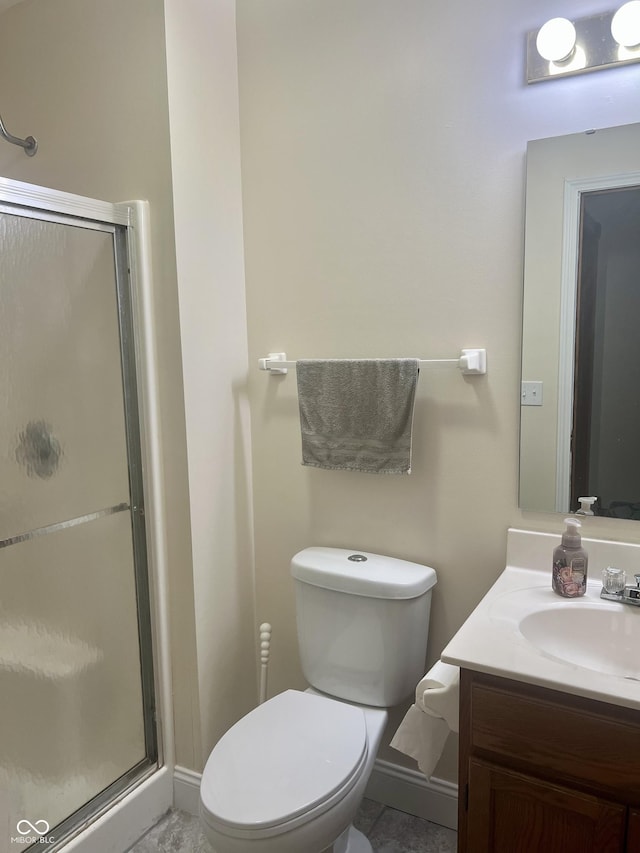 108 Meadowview Dr, Mooresville, IN 46158 - full bath with vanity, a shower stall, toilet, and baseboards