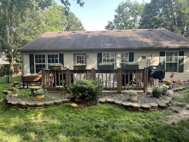 108 Meadowview Dr, Mooresville, IN 46158 - rear view of house featuring a deck and roof with shingles