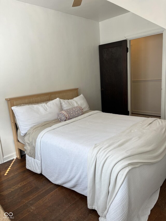 26 Oakwood Ave, North Vernon, IN 47265 - bedroom featuring dark wood-type flooring and a ceiling fan