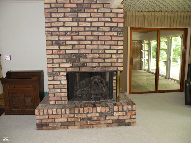 1796 N 400 W, Crawfordsville, IN 47933 - detailed view of carpet floors and a brick fireplace