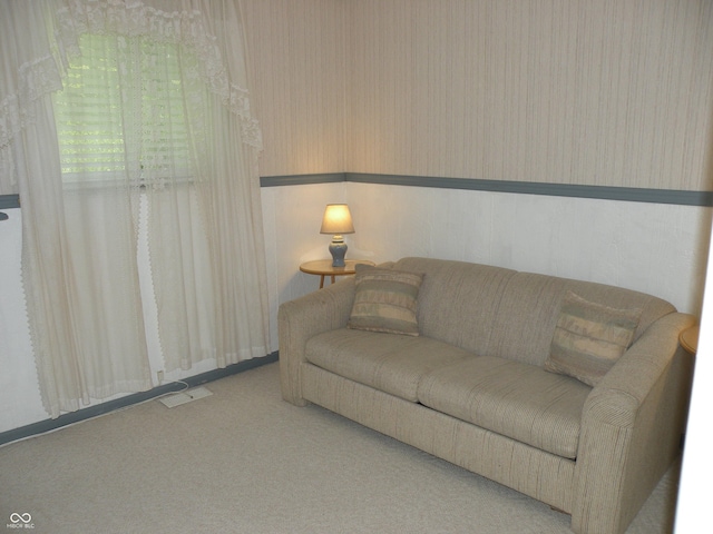 1796 N 400 W, Crawfordsville, IN 47933 - carpeted living room featuring wallpapered walls