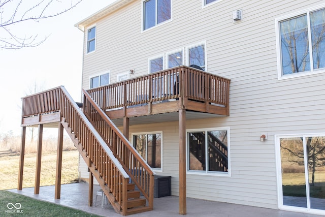 226 S Cave Creek Dr S, Bloomington, IN 47403 - rear view of property with a patio, a wooden deck, and stairway